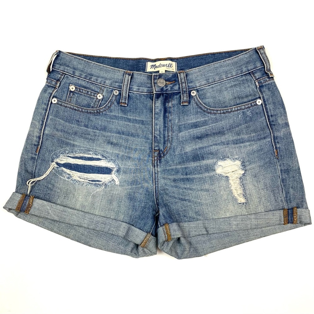 Madewell high rise denim shorts roll cuffed hem